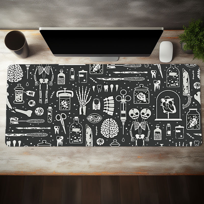 

Water-resistant Rubber Mouse Pad With Cool Human Design, Large Gaming Desk Mat For Keyboard And Mouse, Non-slip Office Table Accessory, Hd Skeleton Print, Oblong Shape (35.4x15.7 Inches)