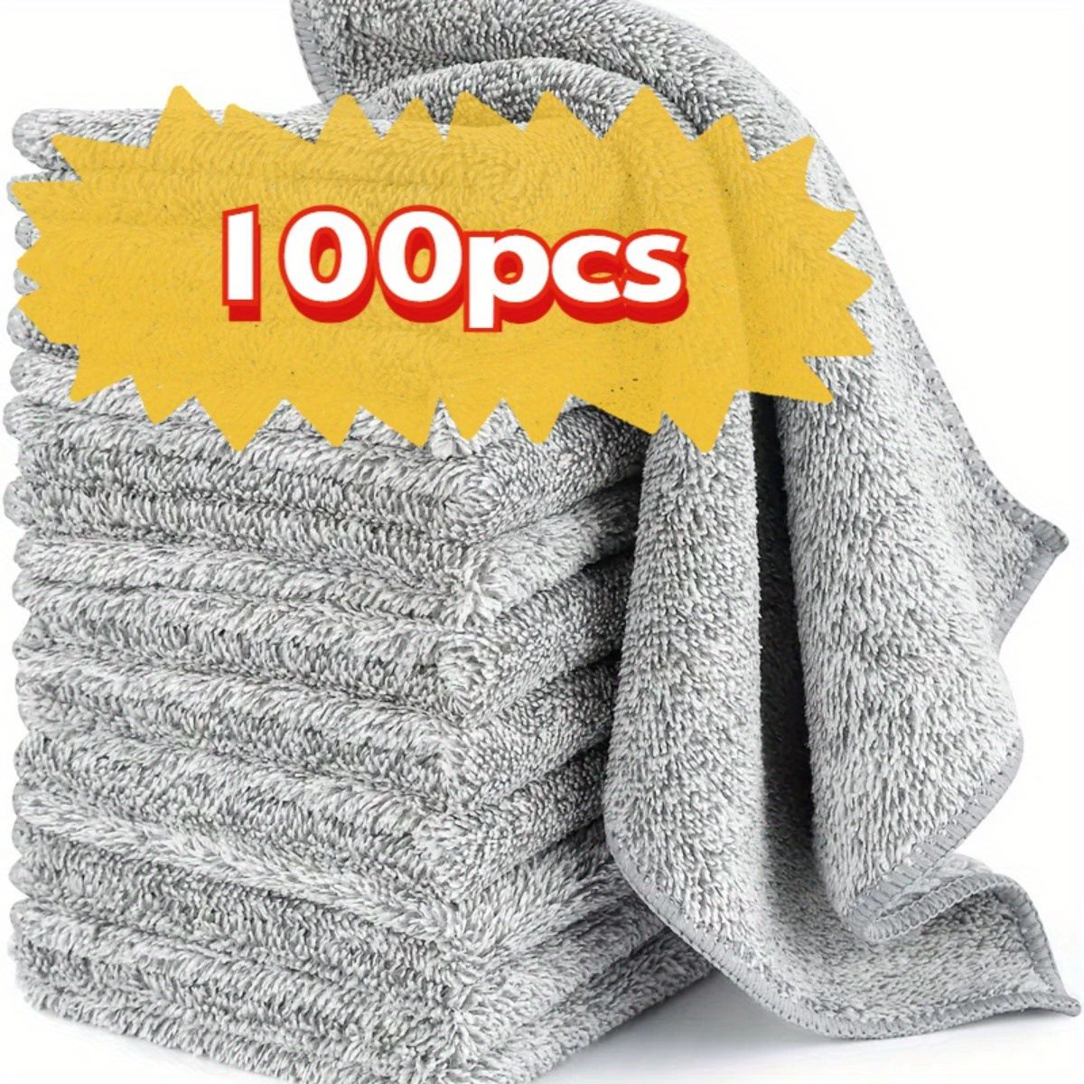 

100/50-piece Premium Grey Microfiber Cleaning Cloths - Ultra Absorbent, Lint-free & Reusable Towels For Home, Kitchen, Bathroom, And Auto - Soft, Durable & Machine Washable