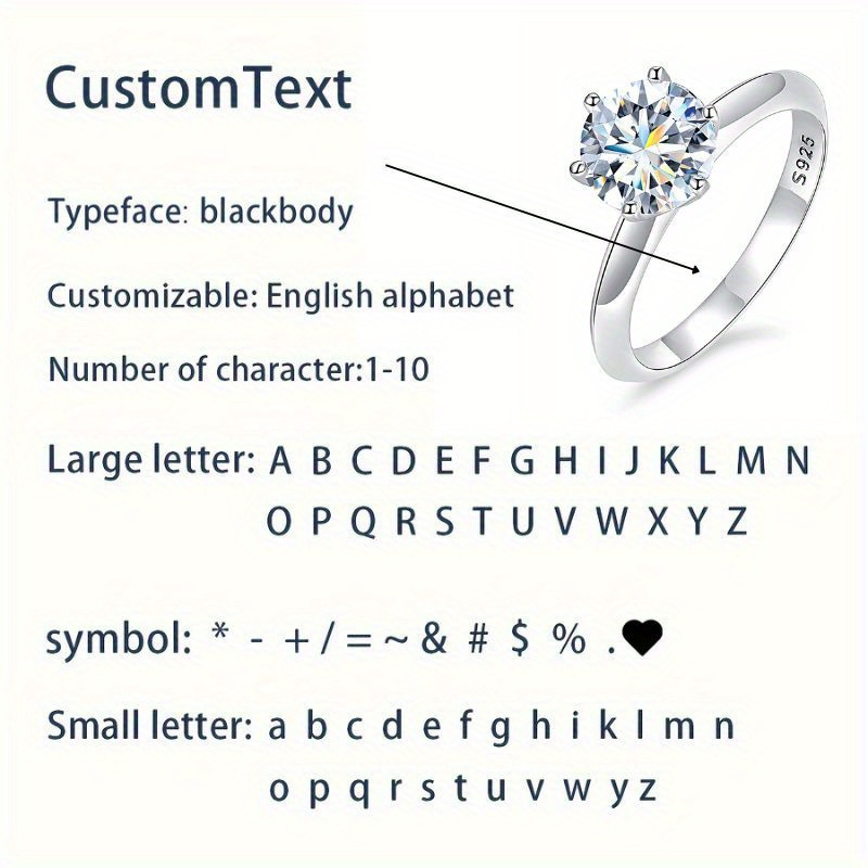 Custom Name Wedding Ring 925 Sterling Silvery with 0.5-10ct Moissanite