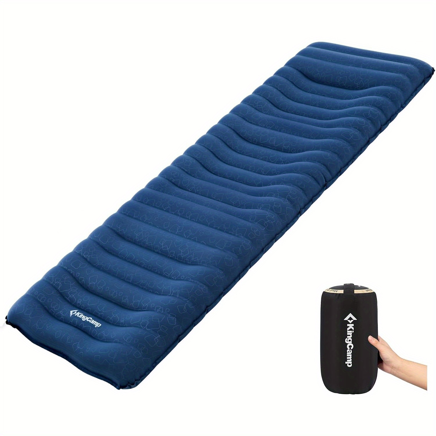

Kingcamp Camping Mattress, Inflatable Ultralight Air Cushion, Ergonomic Design, Built-in Pillow, 4 Inches (about 10.2cm), Suitable For Backpacking And Hiking