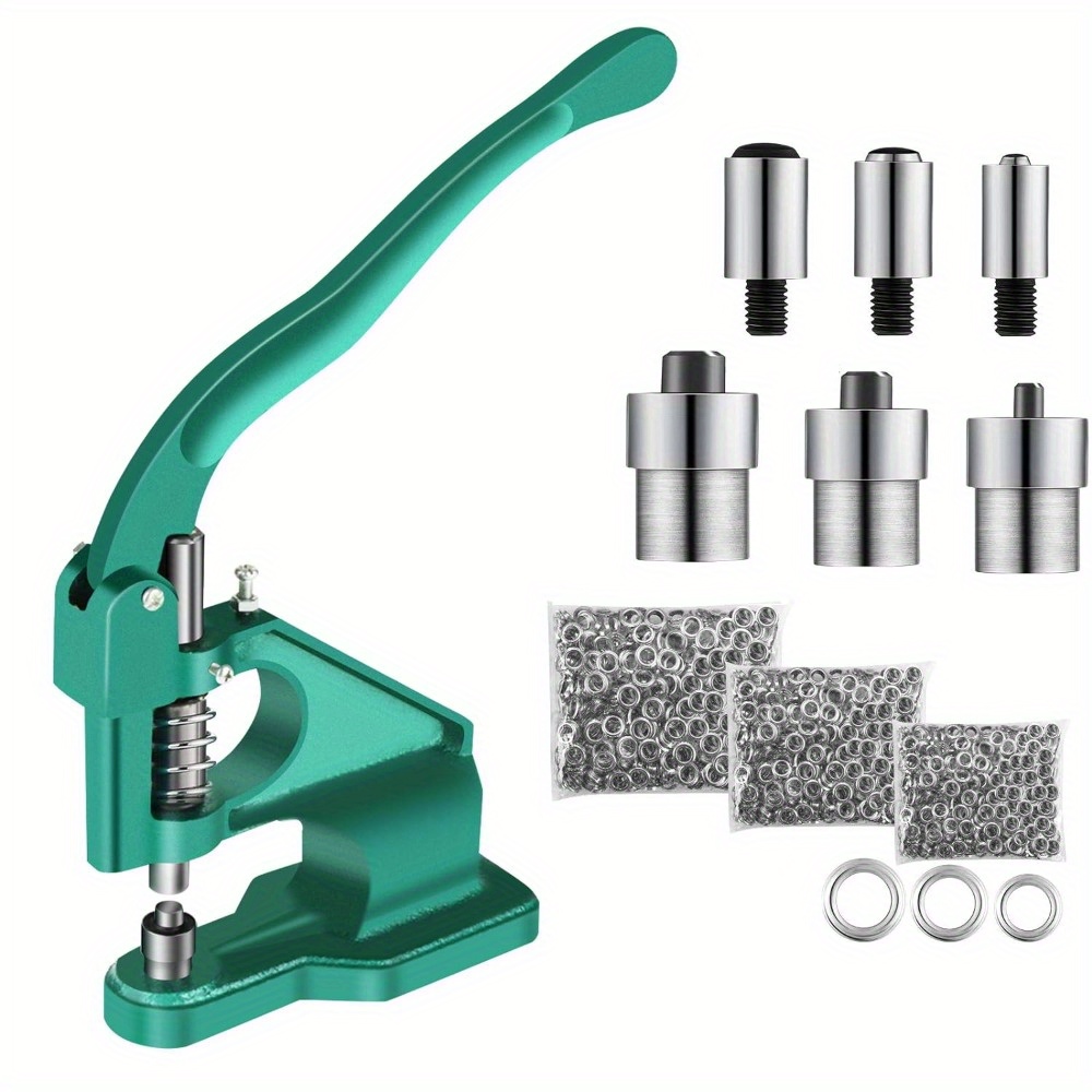 

Grommet Machine Hand Press Kit Heavy Duty Manual Rivet Punch Grommet Tool Eyelet Kit 3 Dies Set (#0#2#4-6/10/12mm) With 1500 Grommets Eyelet For Curtains Scrapbooking Flags Belts Bags Shoes