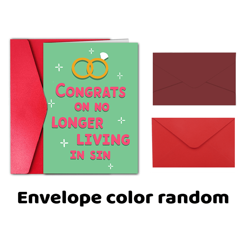 TEMU Funny 'congrats On No Living In Sin' Wedding Card | & Bridal Showers, Random Color Envelope, Personalized