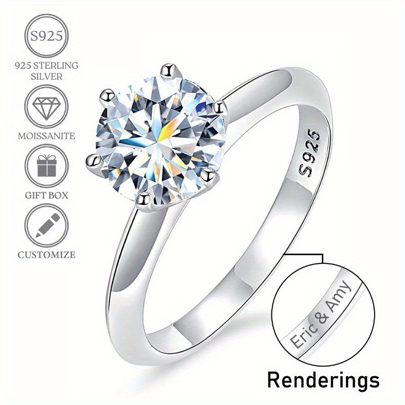 Custom Name Wedding Ring 925 Sterling Silvery with 0.5-10ct Moissanite