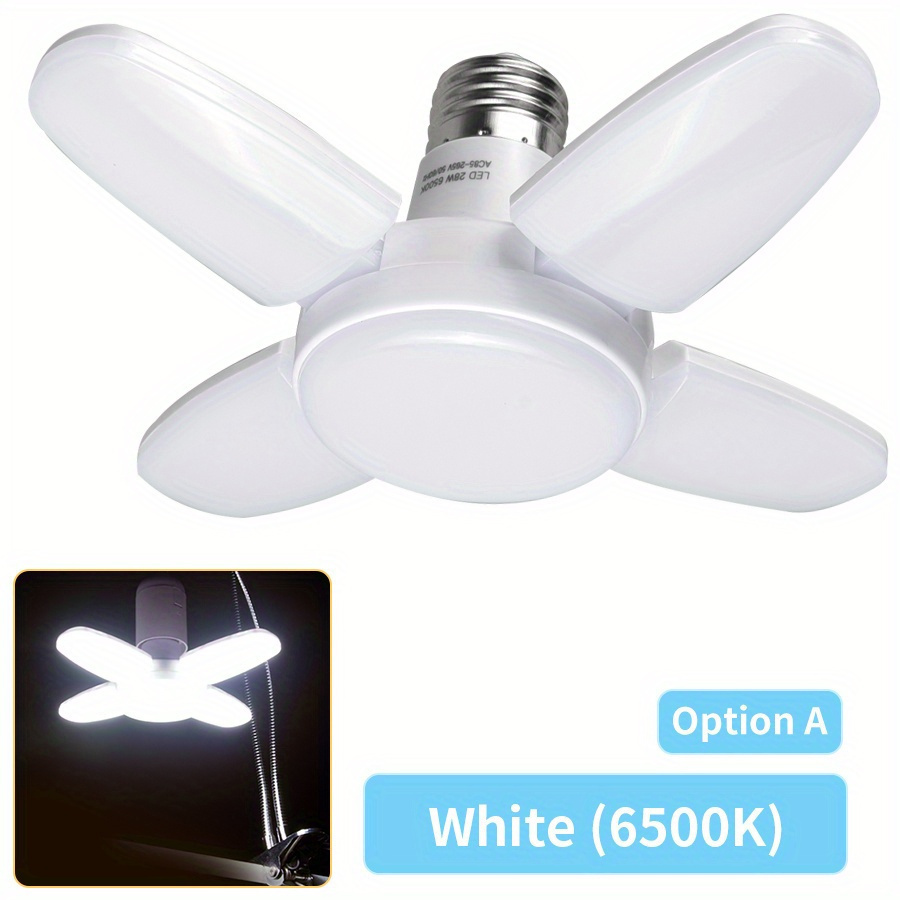 

28w Foldable Led Garage Light - E27 Bulb With Fan Blade Design, Ac175-265v, Perfect For Home Ceiling & Pendant Lights
