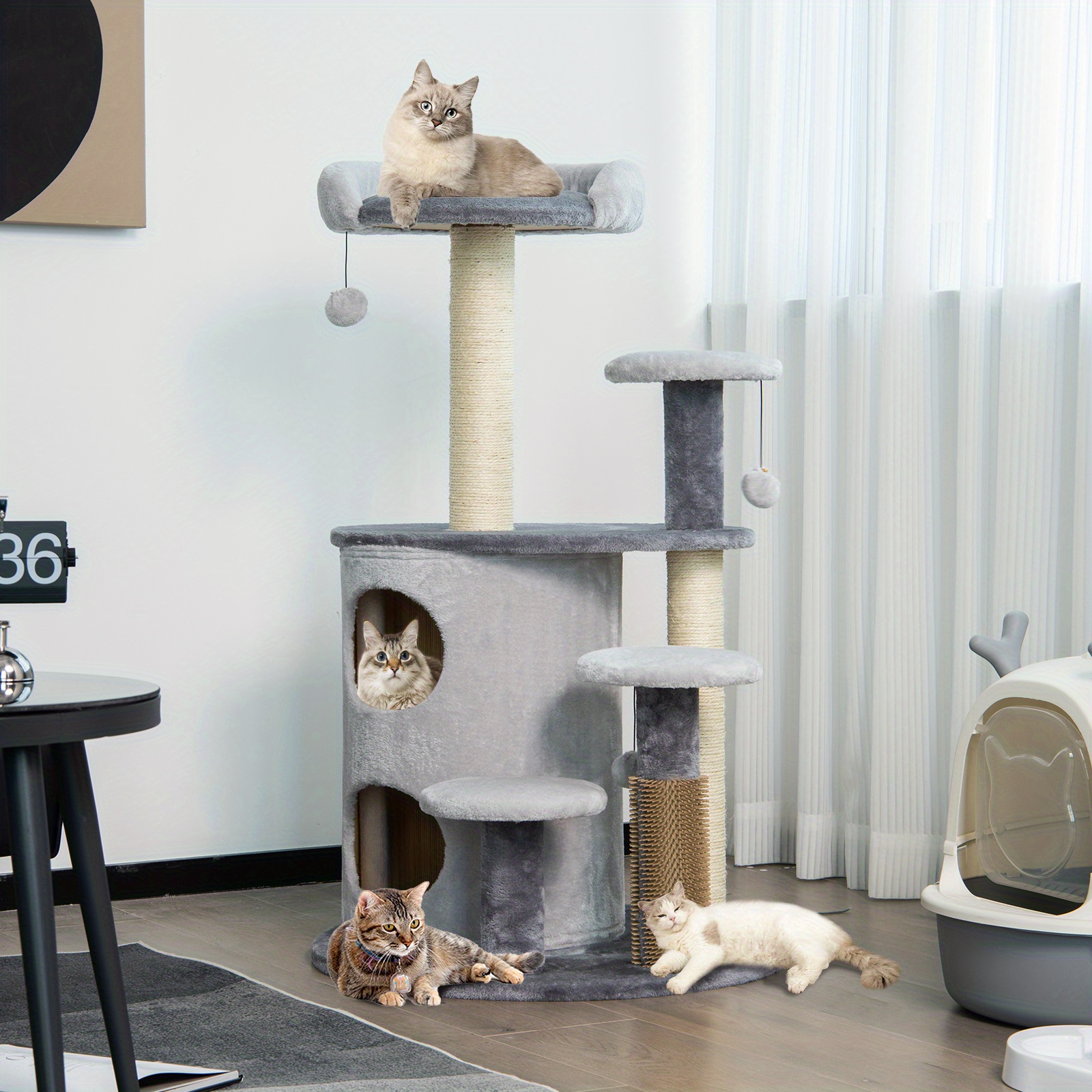 

Costway 40'' Cat Tree Tower With Scratching Posts Perch Massage Post 2-floor Cat Condo