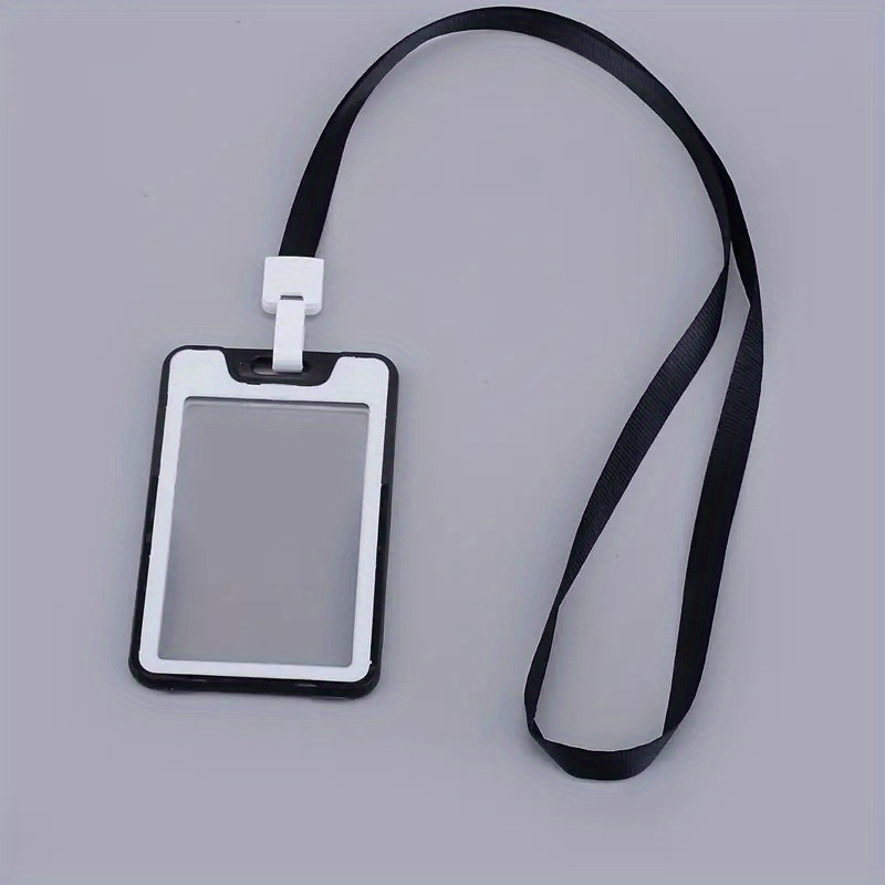 

1pc Vertical Badge Holder With Lanyard, Plastic Id Card Access Holder, Retractable Neck Strap For Work Badge, Access Card And Meal Card Holder