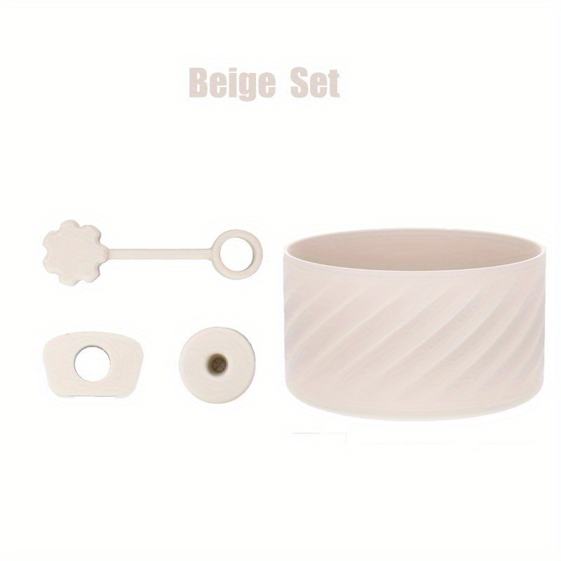 1 Set Silicone Spiral Pattern Cup Sleeve, Plug Set For 10mm Straw, Suitable For Cup 40oz