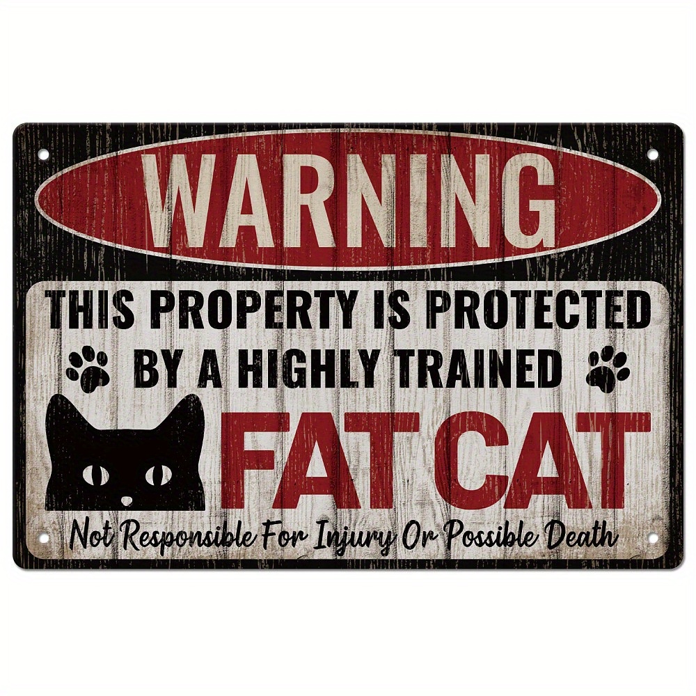 

1pc Vintage Cat Metal Sign Funny Sign Warning Metal Sign For Indoor & Outdoor Home Bar Coffee Kitchen Wall Decor Iron 8x12 In