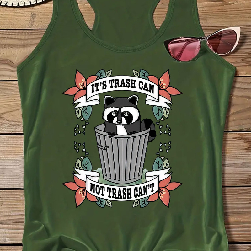 

Plus Size Cartoon Animal Print Tank Top, Sleeveless Casual Top For Summer & Spring, Women's Plus Size Clothing