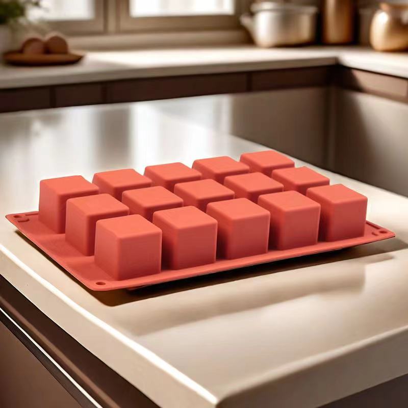 

1pc Cube Cake Silicone Mold - 15-cavity Square Mould 3d Square Mousse Cake Baking Mold, French Dessert Molds For Chocolate Brownie Bites, Pastry, Jello, Ice Cream Cube
