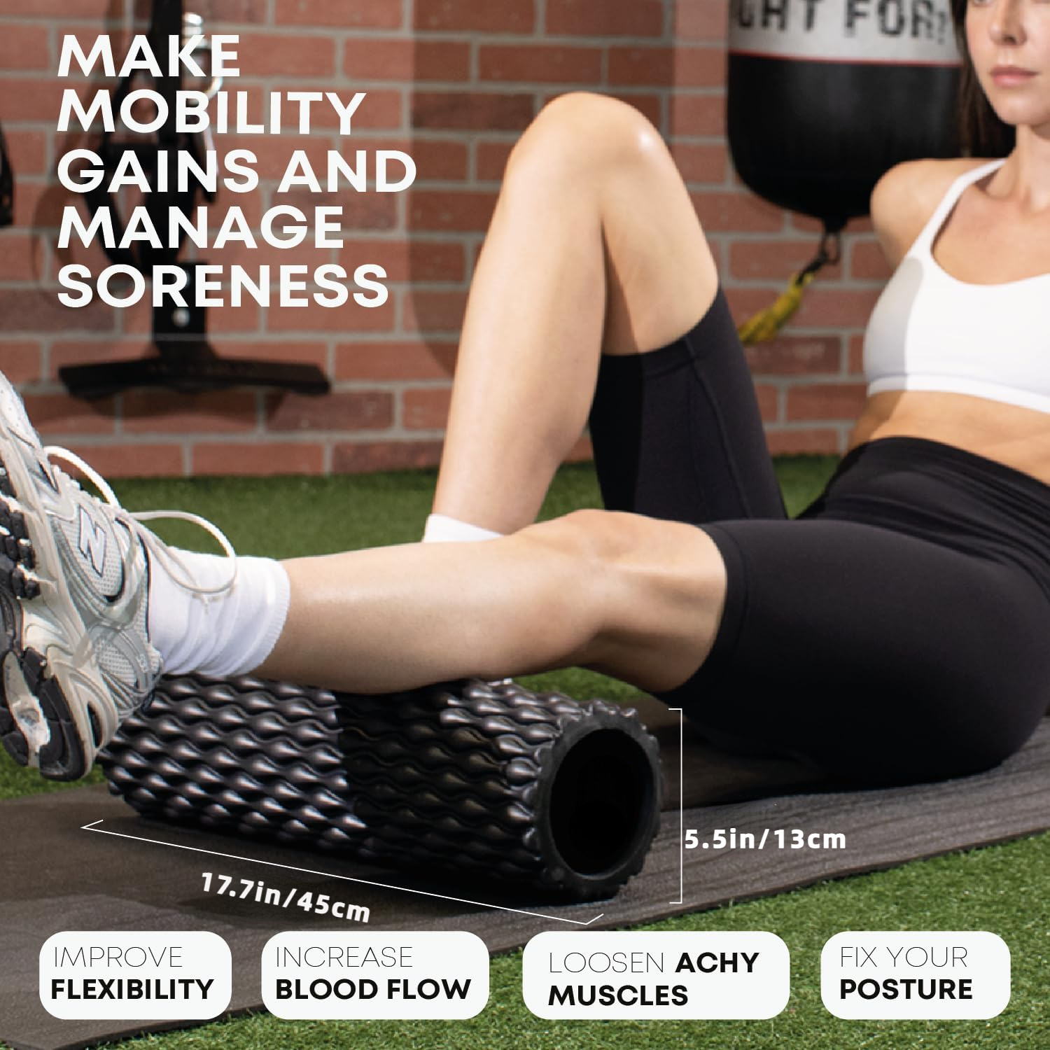 High-Density Foam Roller for Muscle Recovery and Pain Relief - Hard Firmness Manual EVA Foam Roller for Deep Tissue Massage, Inflammation Reduction, and Muscle Exercise