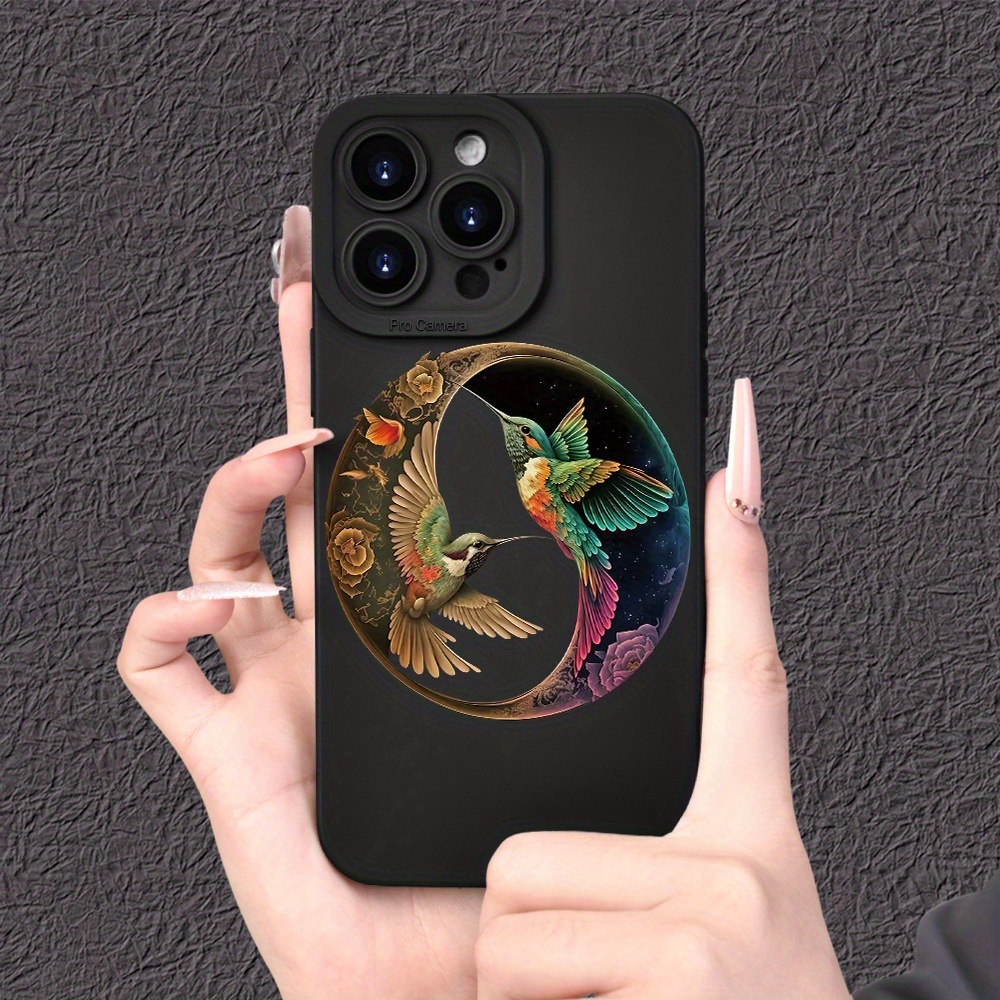 

Tpu Hummingbird Print Case For 15/14/13/12/11/xs/xr/x/7/8/plus/pro/max/mini - Fashionable Matte Full Lens Protection Cover With Creative Design