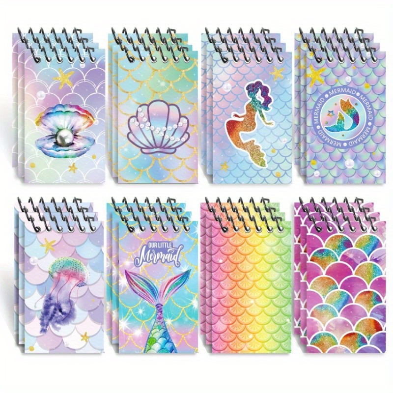 

Cute Cartoon Mermaid A7 Mini Spiral Coil Notebook - Daily Office Supplies, Paper Cover, Undated, For Adults - 8pcs Set