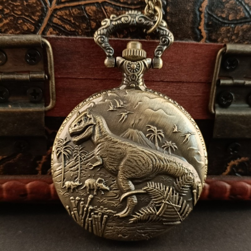 TEMU Vintage Quartz Pocket Watch, Cool Bronze Necklace Watch, Unique Halloween Birthday Christmas New Year Presents