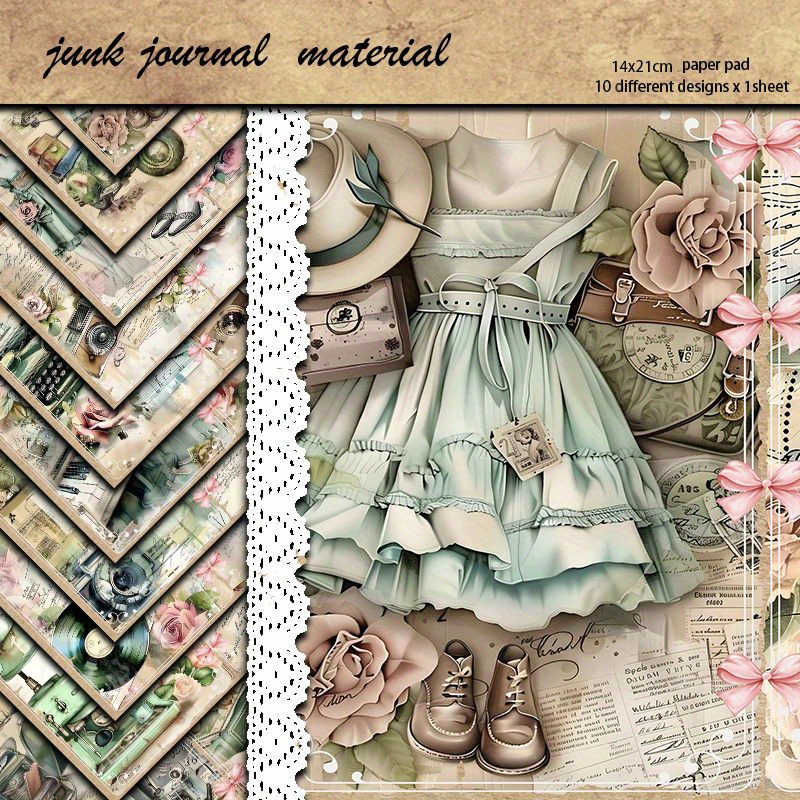 

Vintage Beauty Diary Material: 10 Sheets Of Large Size Retro Decorations For Diy Projects - Suitable For Ages 14 And Up - Reusable Paper Journal Accessories