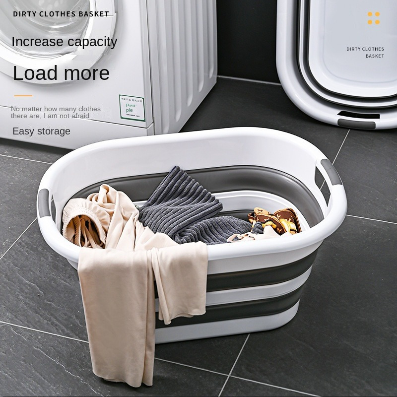 

Large Capacity Foldable Plastic Laundry Basket - Multifunctional Stacking Storage Bin For Clothes, Snacks, And Toys - Classic Style Dirty Laundry Organizer