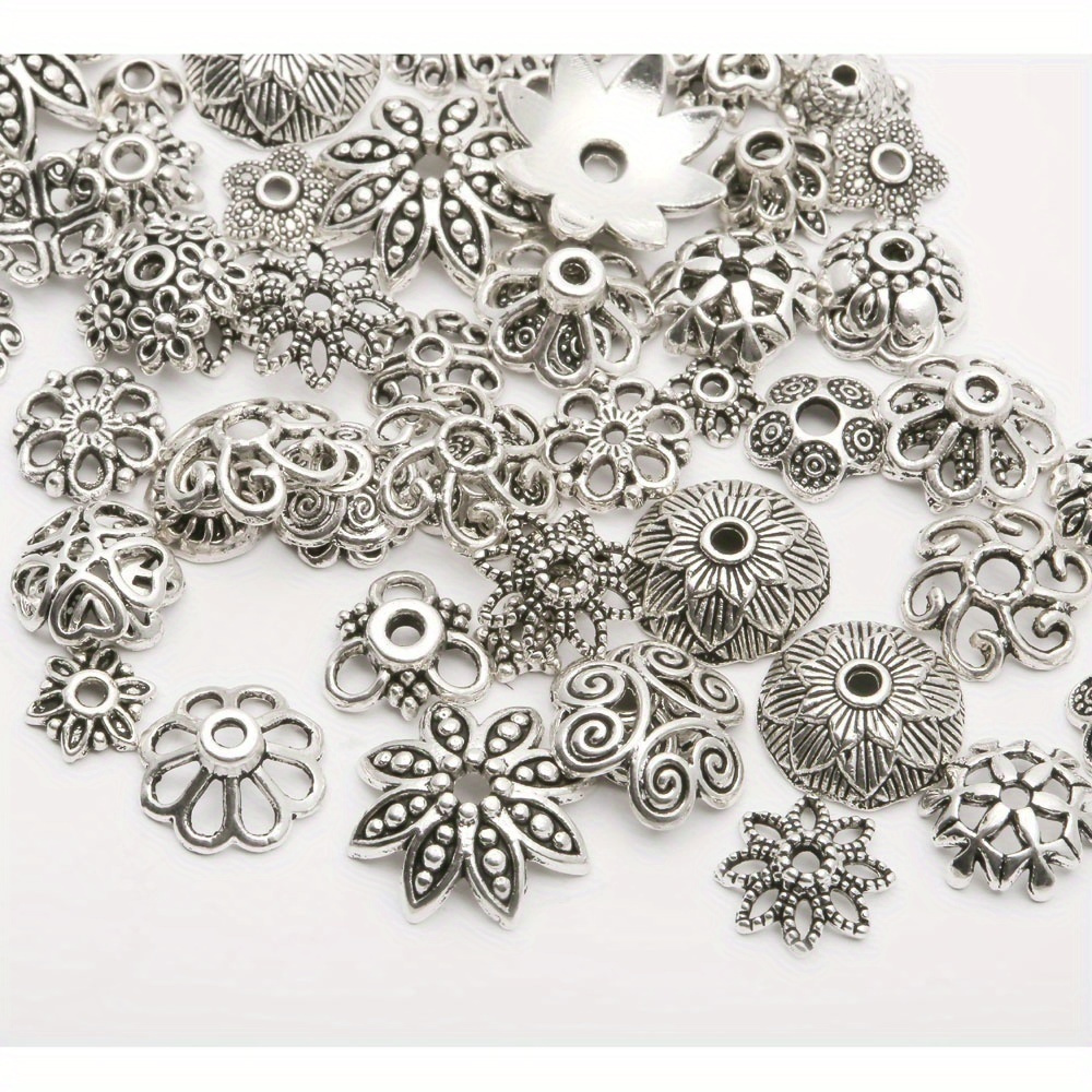 

150pcs Vintage Alloy Spacer Beads Metal Findings End Caps Flower Beads Cap Beads Holders For Diy Jewelry Making Accessories