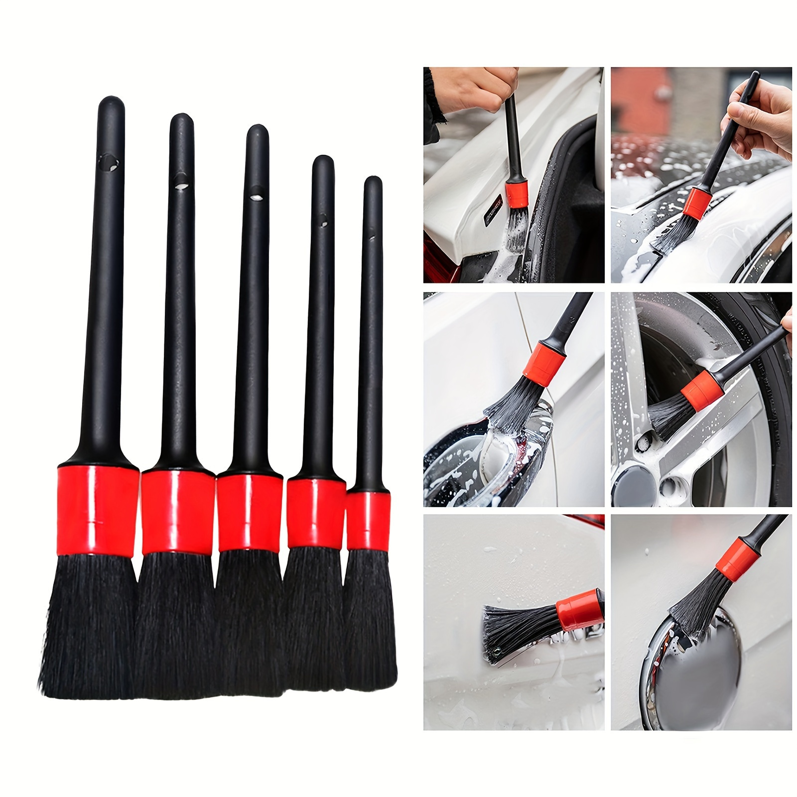 

6pcs Car Detailing Brush Set - No Electricity Needed, Ideal For Living Room, Dashboard, Air Outlet, Wheel And Interior Cleaning Kit.