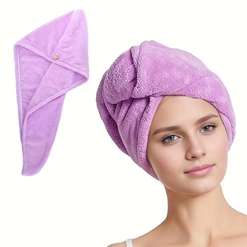 

Microfiber Hair Towel Wrap For Women - Quick Dry Absorbent Shower Cap Towel, Twist Hair Turban Hat, Ideal For Bath, Spa, Normal Hair Type, Durable Hair Care Tool & Accessory