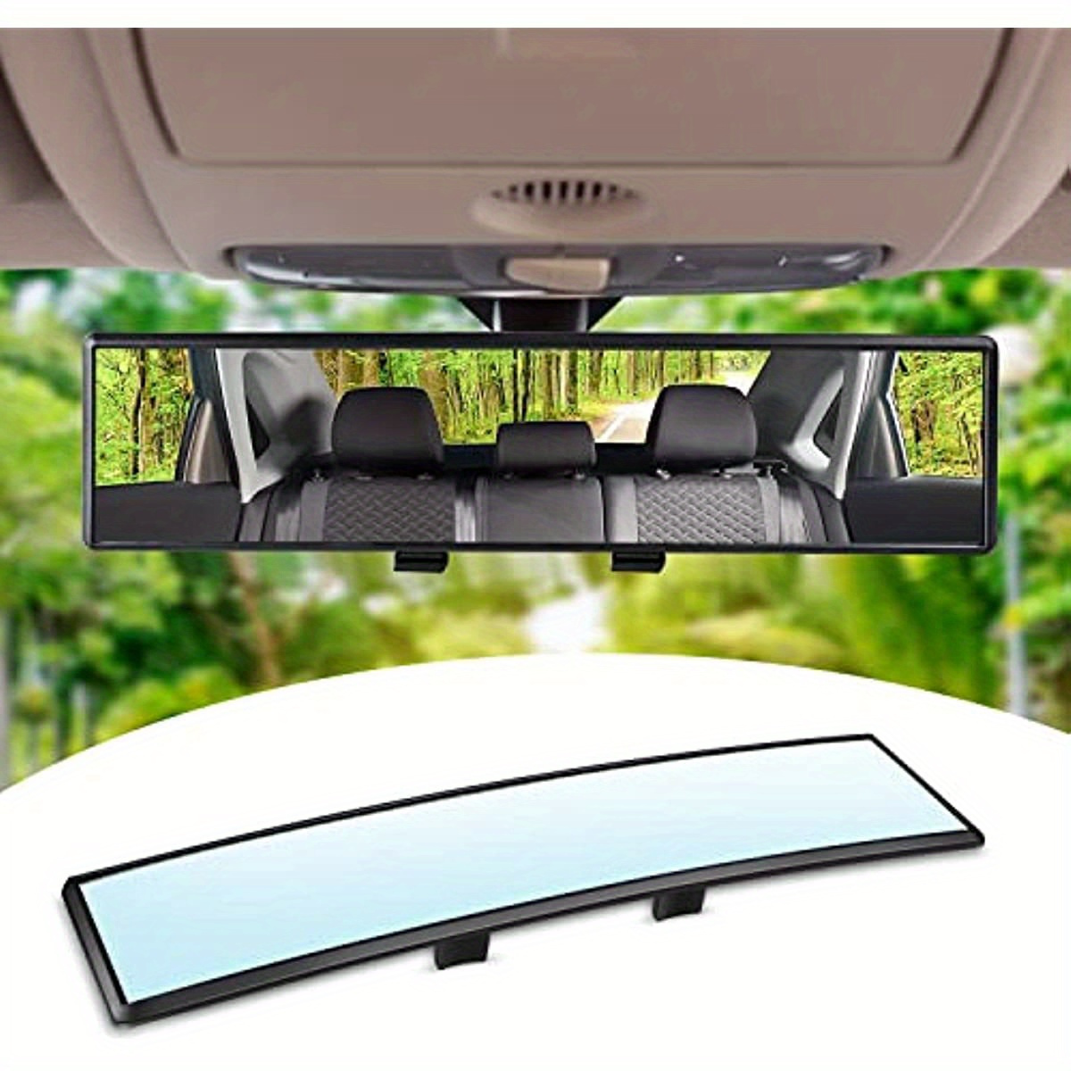 

Panoramic Rearview Mirror - 9.4", 10.6", 11.8" - Clip-on Wide Angle Convex Lens - Front Part Location - Universal Fit For Cars, Suvs, Trucks - Rectangle Shape, Blind Spot Minimizing Interior Accessory