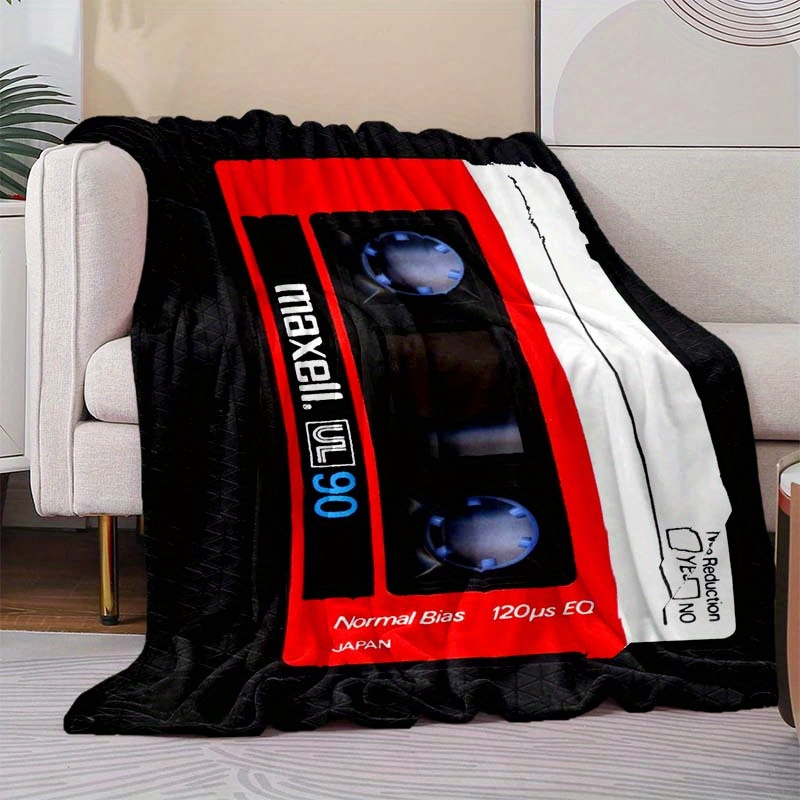 

Cassette Design All-season Jacquard Blanket - Versatile Polyester Fiber Throw For Sofa, Bed, Camping, Chair - Machine Washable Tape Novelty Blanket For Travel & Home Use - Ideal Multifunctional Gift