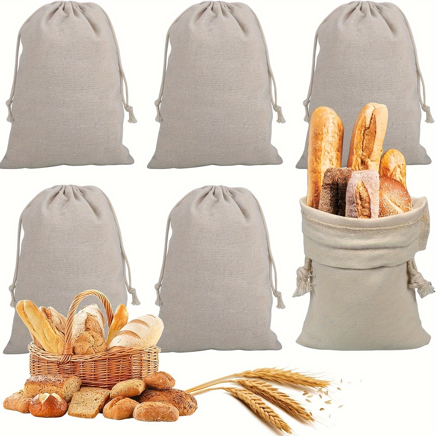 

Linen Bread Bags - Multipack Drawstring Pouch For Homemade Bread, Reusable Food Storage, Natural Linen Material Gift Sacks For Artisan Breads And Bakery Goods (available In 1pc, 2pcs, 3pcs Sets)