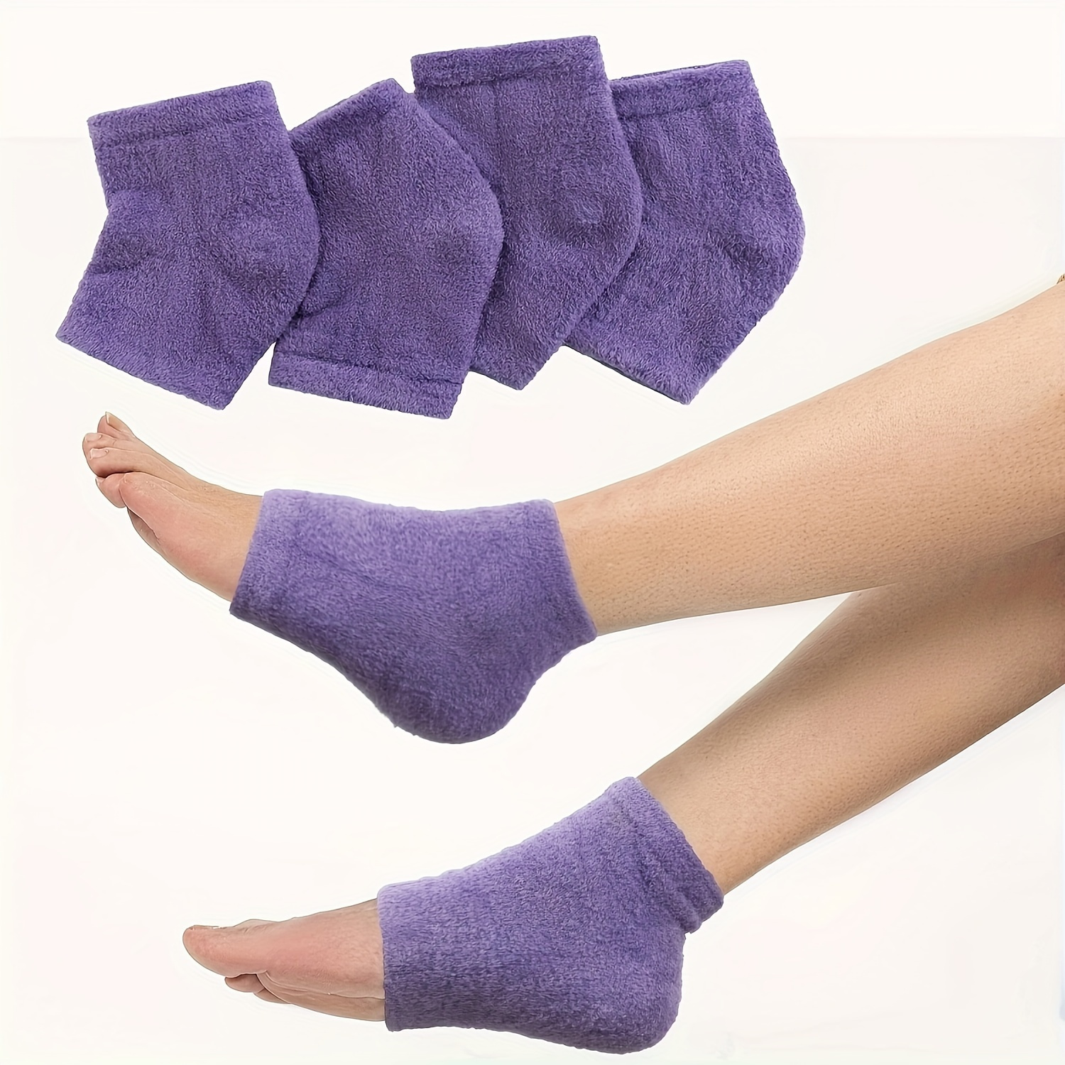 

Moisturizing Gel Lined Heel Socks - Unscented Toeless Fuzzy Spa Socks For Dry Cracked Feet - 1/3/5 Pair Pack For Overnight Healing