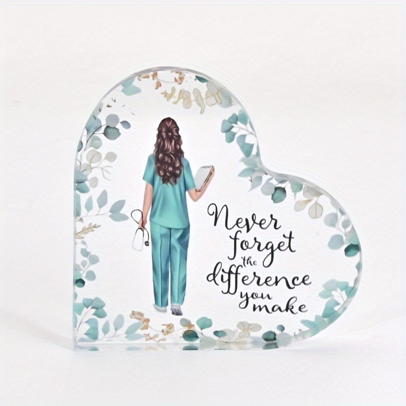 TEMU 1pc Nurses Day Gifts For Nurses, Acrylic Heart Shaped Ornaments, Nurses Day Gifts, Office Desktop Ornaments, Decor Gifts, Memorial Gifts, Party