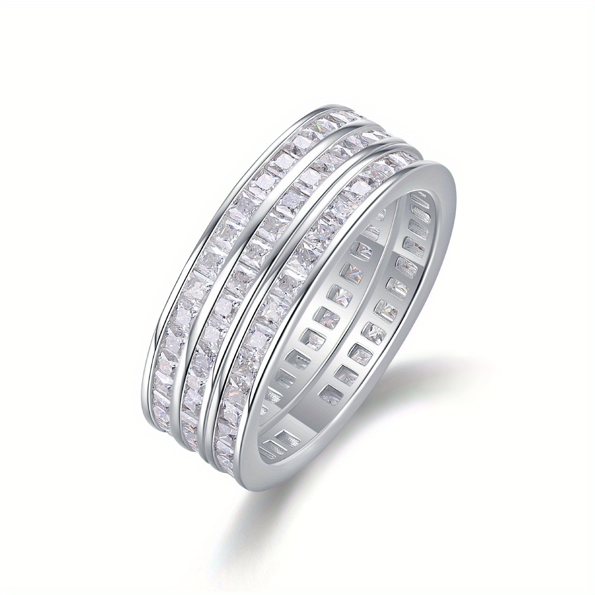 

Elegant S925 Silver Ring With 108 Moissanite, 6.48ct, Plated Unisex Design For Men& Women