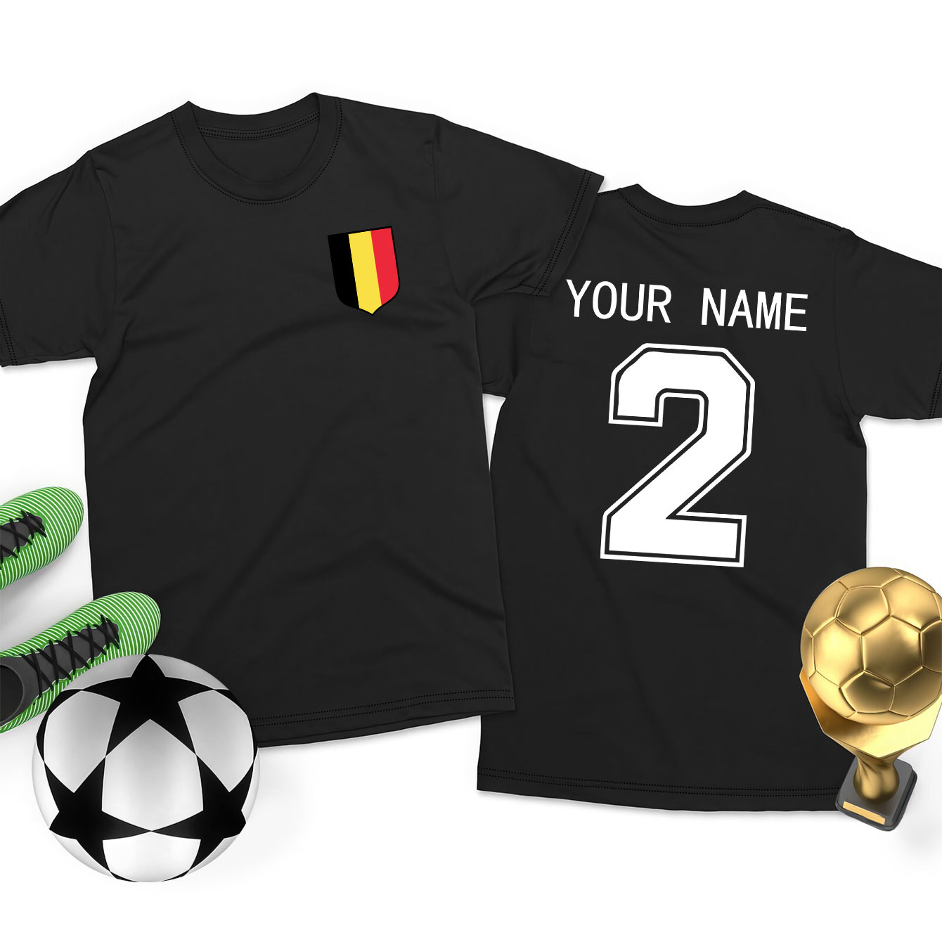 

Euro Belgium Customized Name & Number T-shirt, Casual Crew Neck Short Sleeve Top, Women's Clothing