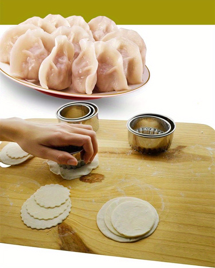 3pcs stainless steel dumpling maker set   dishwasher safe cutter wrapper for perfect dumplings ravioli fruit pies details 5