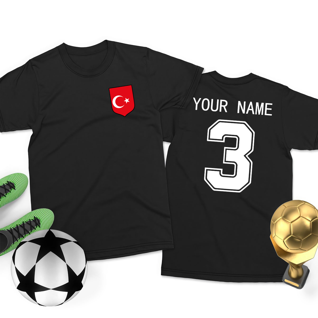 

T-shirt personnalisé Euro Turquie avec et numéro, haut décontracté à col rond et manches courtes, vêtements pour femmes
