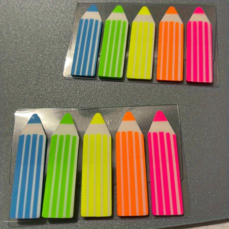 

Colorful Pencil Style Fluorescent Sticky Notes Set - 100 Sheets Index Label Stickers For Office And Daily Use