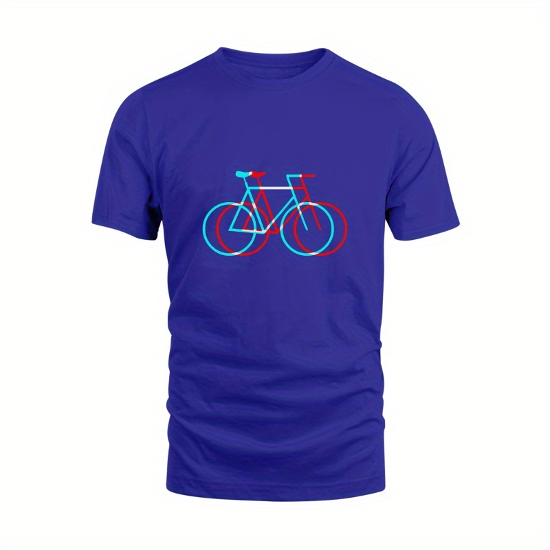

Bike Print Tee Shirt, Tees For Men, Casual Short Sleeve T-shirt For Summer