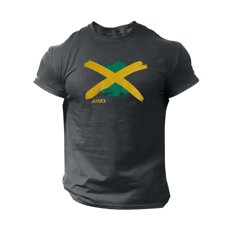 

T-shirt imprimé Jamaïque, T-shirts pour hommes, T-shirt décontracté à manches courtes pour l'été