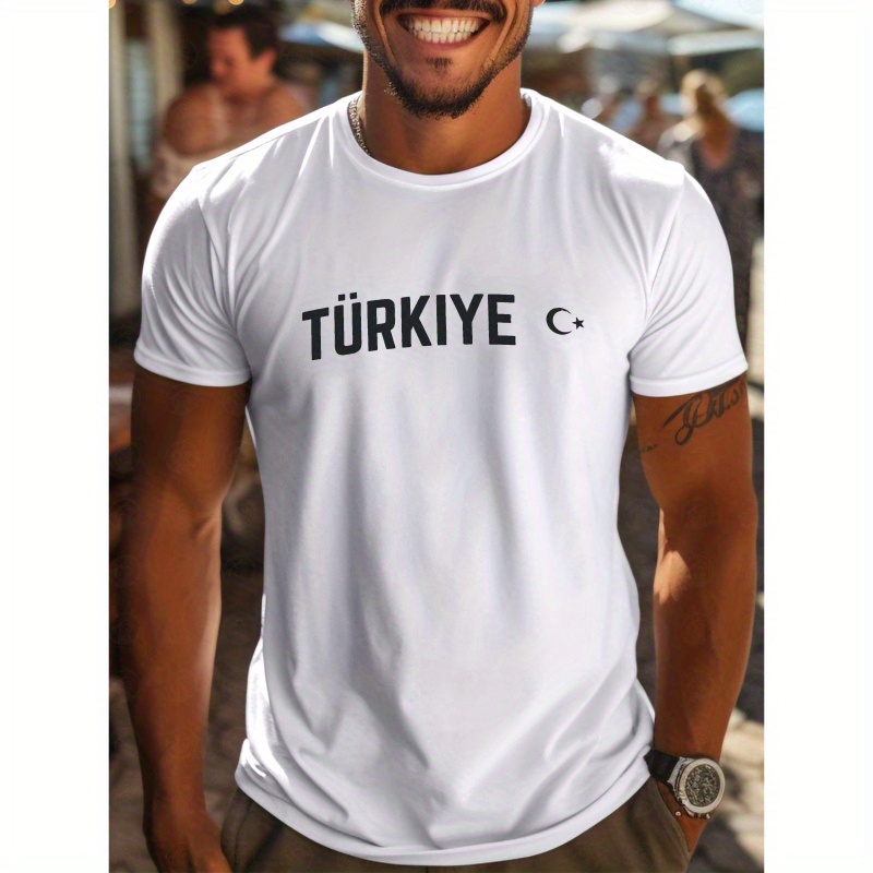 

Turkiye Print Tee Shirt, Tees For Men, Casual Short Sleeve T-shirt For Summer