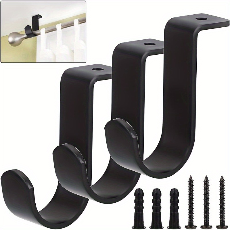 TEMU 3pcs Ceiling Mount Curtain Rod Brackets, Metal Single Curtain Rod Hanging Brackets For 5/8-1inch Rod, Heavy Duty Rod Brackets For Living Room
