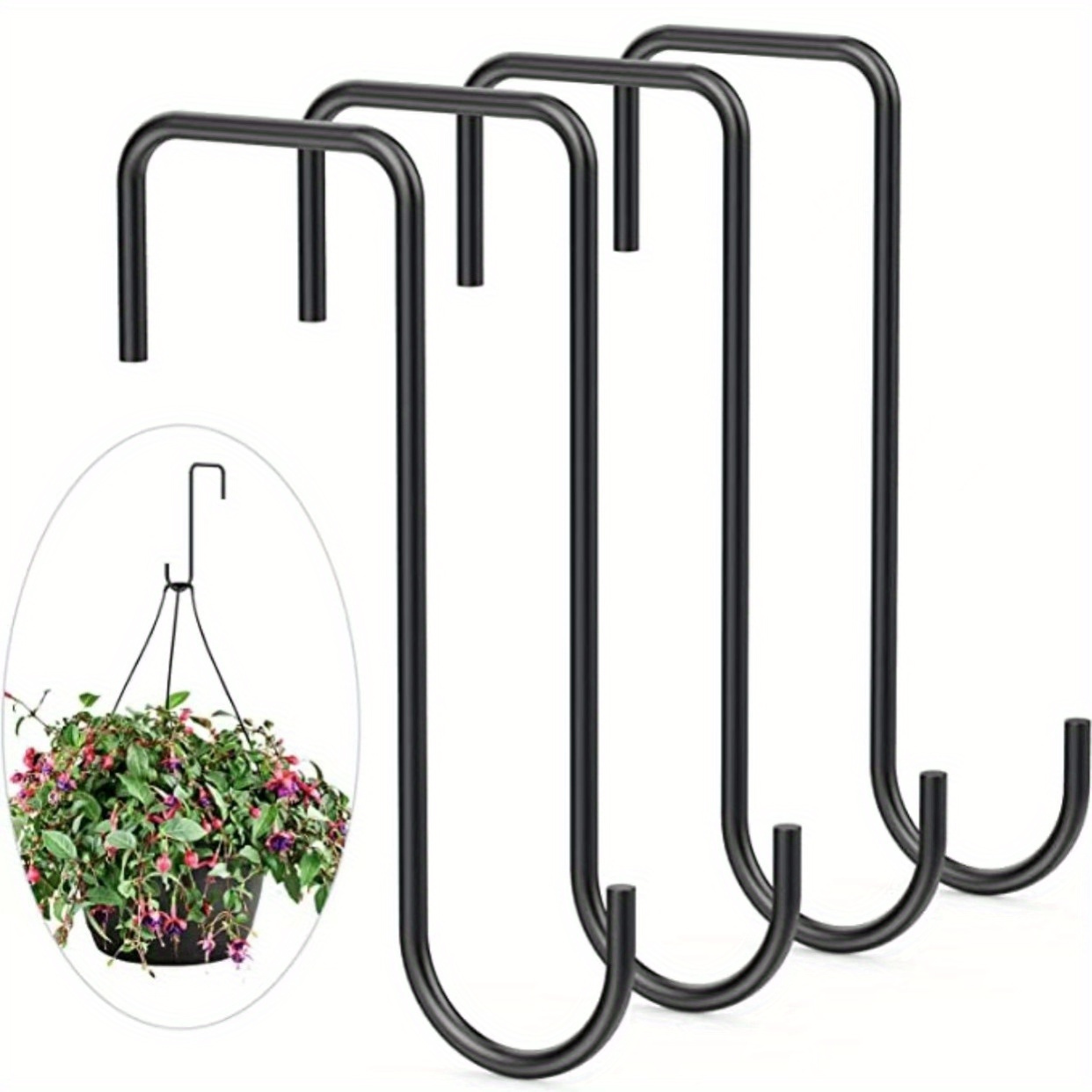 

2-piece Heavy Duty Stainless Steel Fence Hooks - Easy Install Over Door Plant Hangers For Indoor/outdoor Use, Perfect For Bird Feeders & Lanterns