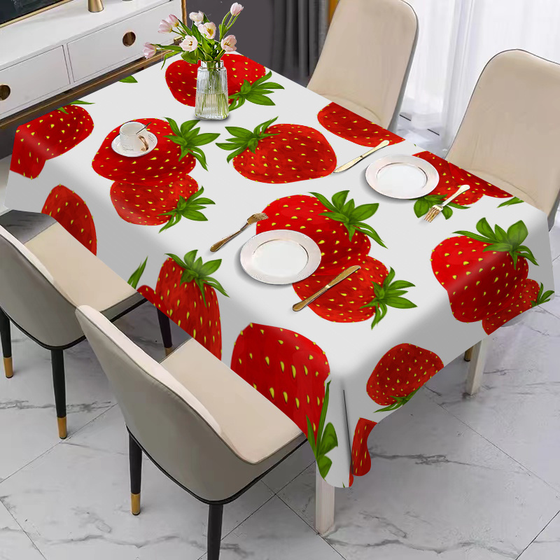 

1pc, Cute Strawberry Print Festival Style Tablecloth, Stain Resistant Waterproof Tablecloth, Scene Decoration Props Atmosphere Matching Arrangement Tablecloth