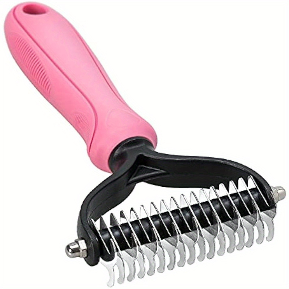 

Undercoat Rake For Dogs, 2 Side Undercoat Brush For Deshedding And Dematting For Dog Cat Rabbit, Professional Pet Grooming Hairtools, Removes Loose Undercoat And Nasty Shedding, Pink