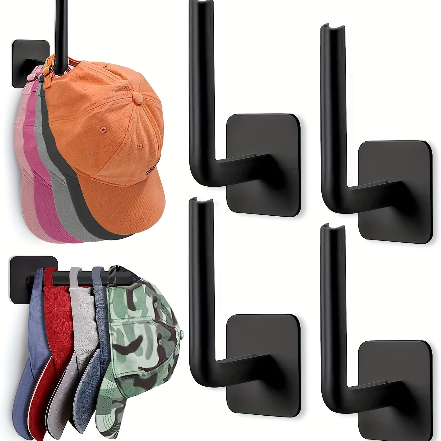 

Adhesive Hat Hooks Wall Mount - 5pcs Punch-free Plastic Storage Organizer For Hats, Keys, Towels - Space Saving Hook For Entryway, Hallway, Bathroom, Bedroom, Home, Dorm - Holds Up To 8 Lbs