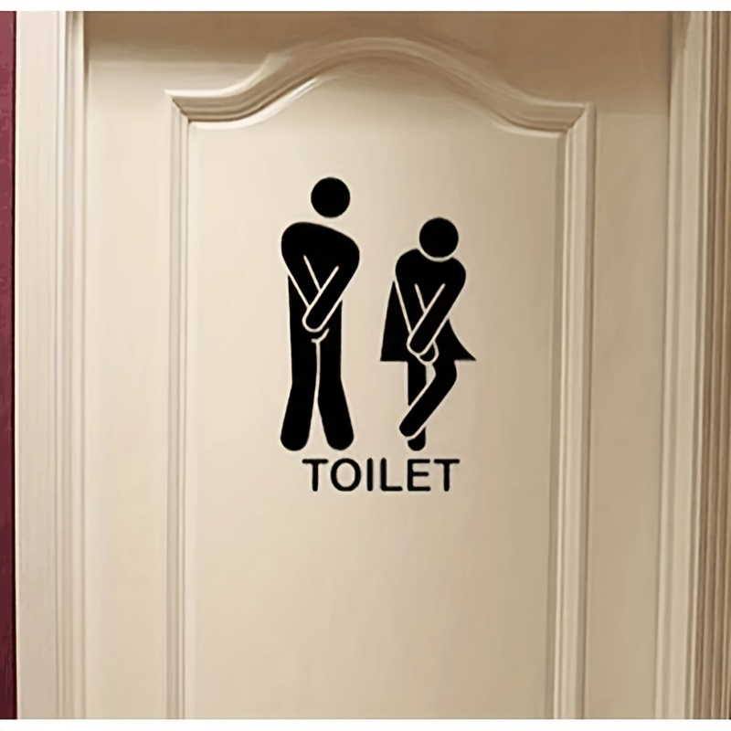 

1pc, Funny Toilet Entrance Sign Vinyl Sticker For Bathroom Door - Easy Diy Decal With Humorous Design