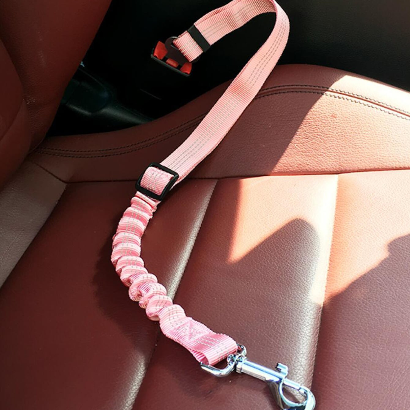 

Adjustable Dog Seat Belt With Elastic Buffer, Polyamide Vehicle Harness For Dogs, Hand Wash Only - Patterned Safety Car Restraint