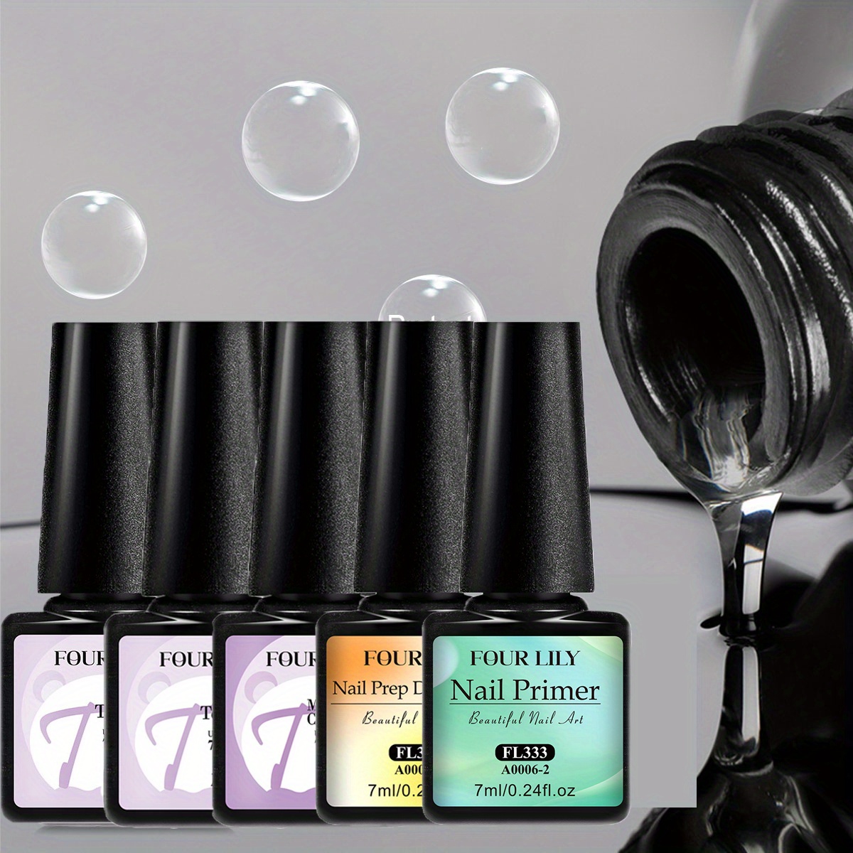 

Nail Gel Set With Primer, Base Coat, Glossy & Matte Top Coats - Easy Soak Off, Long-lasting, Perfect For Manicure Nail Art