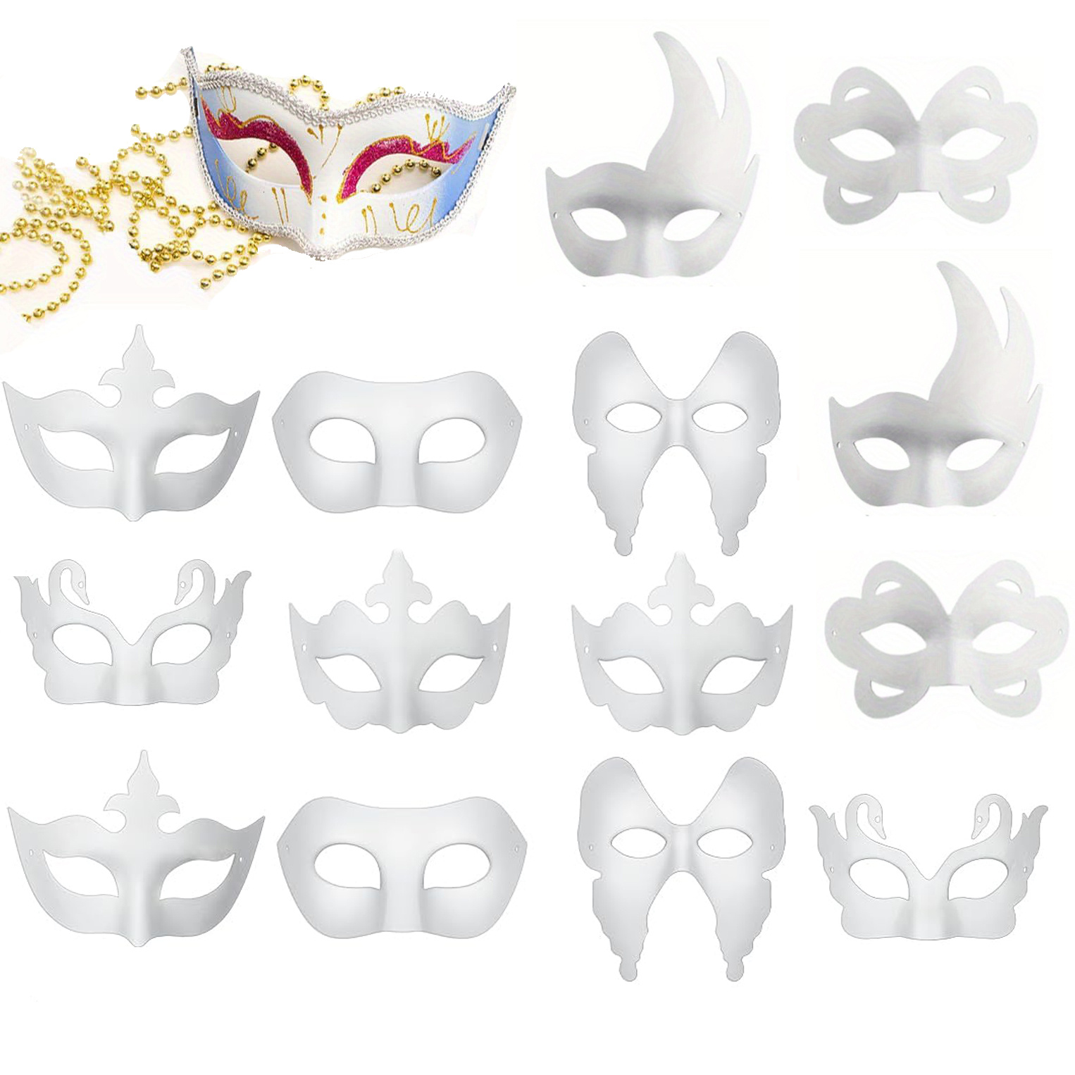 

14pcs Diy Masks - Unpainted White Half For , Masquerade Balls & Theater Performances