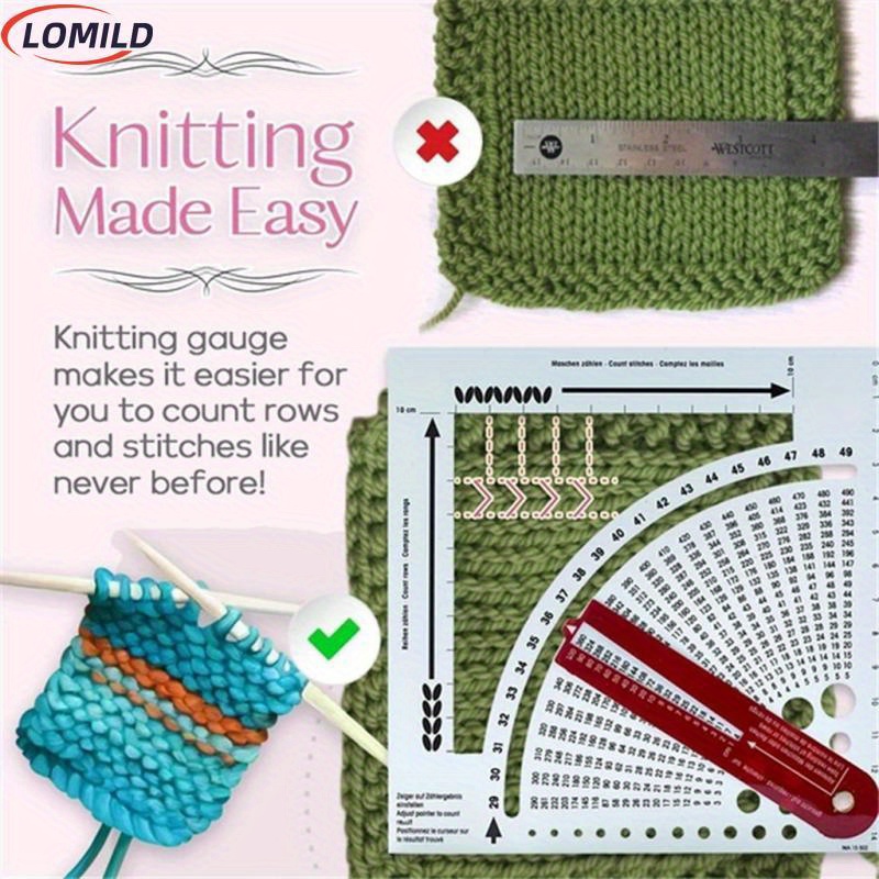 

Double-sided Knitting Calculator - Smooth Density Sweater Ruler & Counting Frame, White Craft Tool Accessory