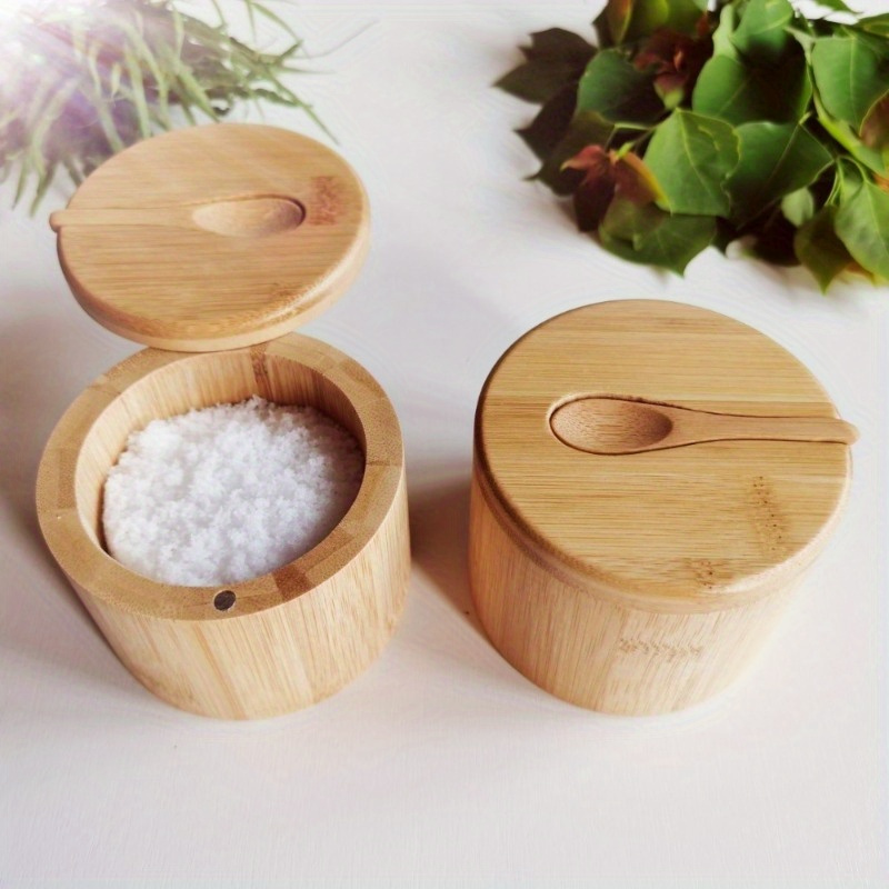 

1 Set, Salt Box, Wooden Storage Jar, Wooden Salt Box, , Wooden , Wooden Storage Box, Spice Storage Box With Lid, Creative , Kitchen Stuff, Gadgets