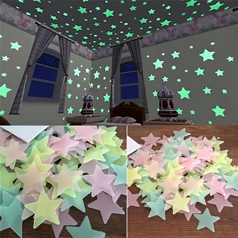 

100pcs, Star Stickers - Glow In The Dark Wall Decor For Bedroom, Living Room, And Ceiling - Easy To Apply And Long- Shine