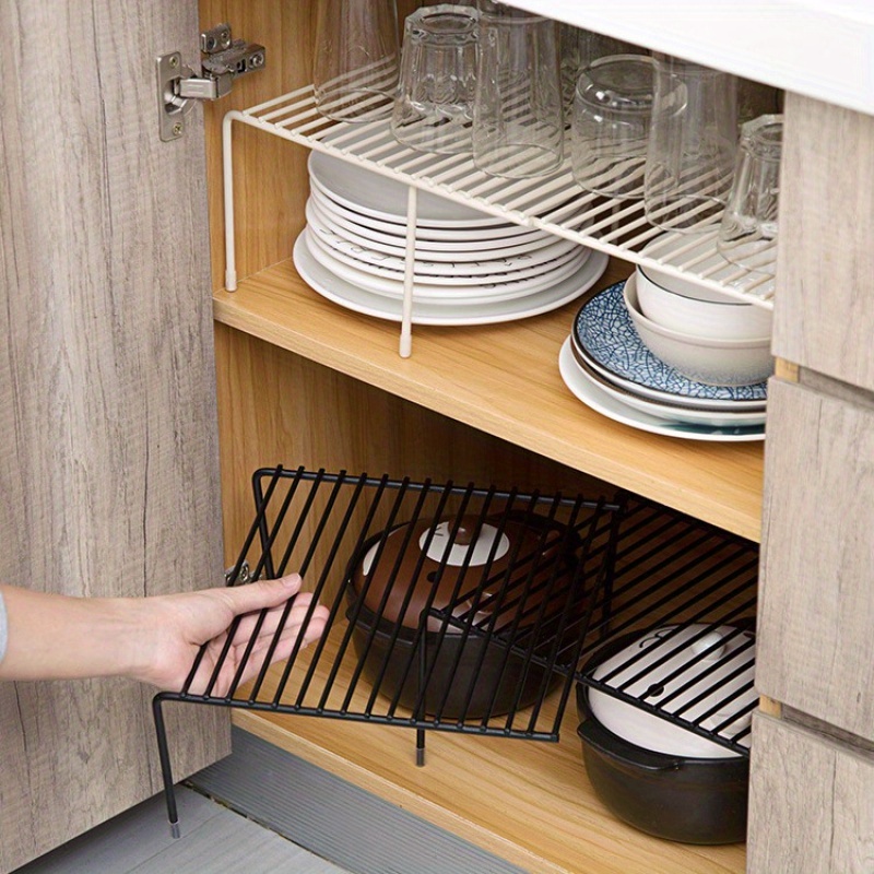 

2pcs Adjustable Metal Kitchen Storage Racks, Classic Iron Under Cabinet Sink Seasoning Organizer, Dish Drainer Basket, Expandable Shelf For Home Organization