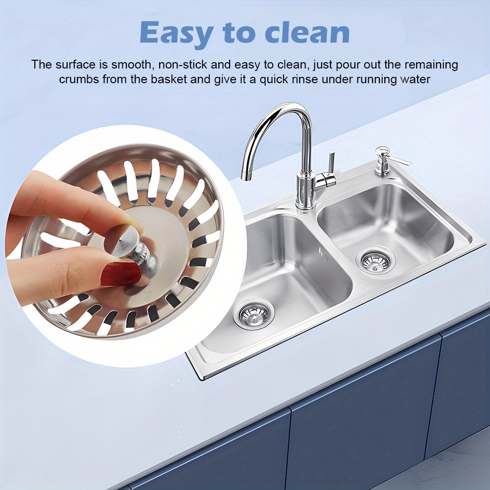 

304 Stainless Steel Sink Strainer Plug, Easy To Clean, Non-stick, Waterproof - Universal 78mm Diameter Kitchen Drain Stopper Replacement For Uk Sinks